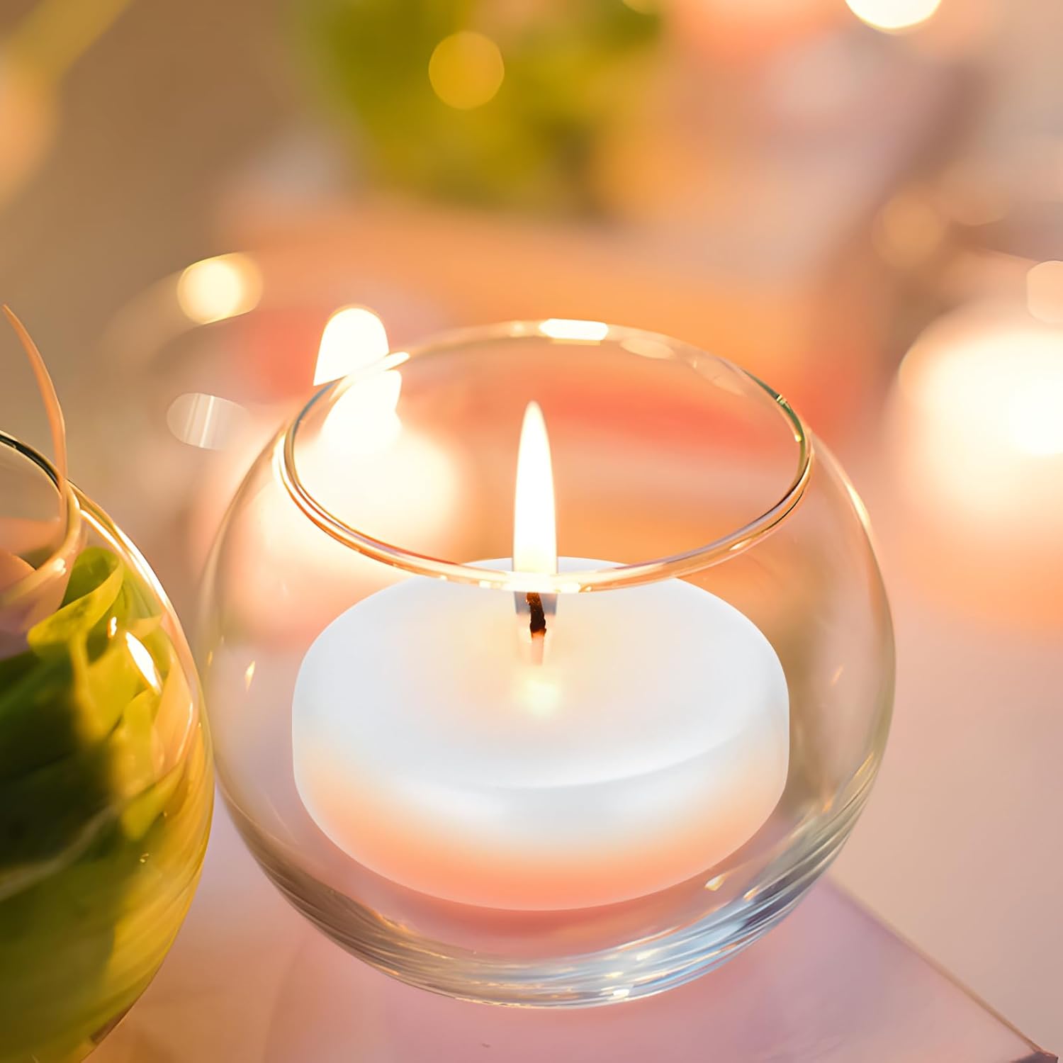 Velas flotantes blancas para centros de mesa de 3 pulgadas, velas redondas de velas de té sin perfume, sin humo, sin goteo, para el día de San