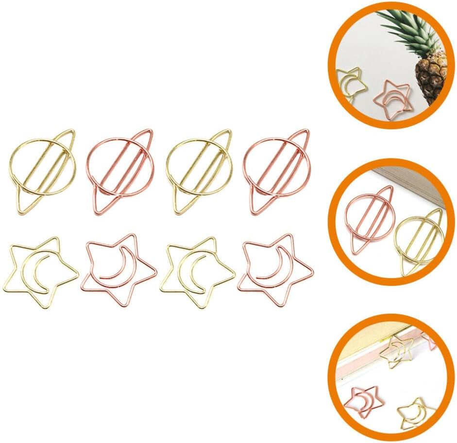 MAGICLULU Clips de papel multiusos para libros, 8 unidades, decoración de metal, decoración de escritorio de oficina, clips de papel pequeños, clips