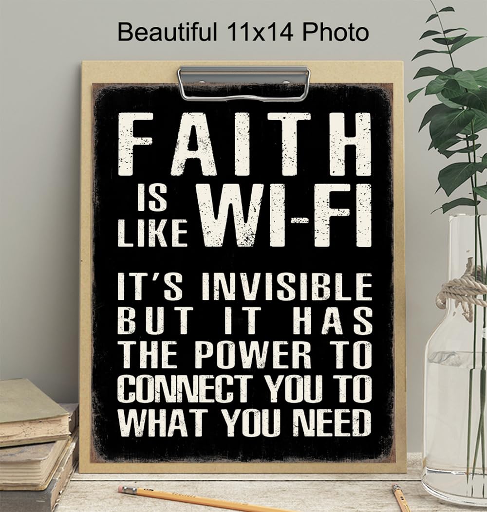 Religious Home Decor LARGE 11×14 – Inspiration Bible Verse Artwork – Religious Wall Decor for Men – Motivation Quotes – positive affirmation – Faith