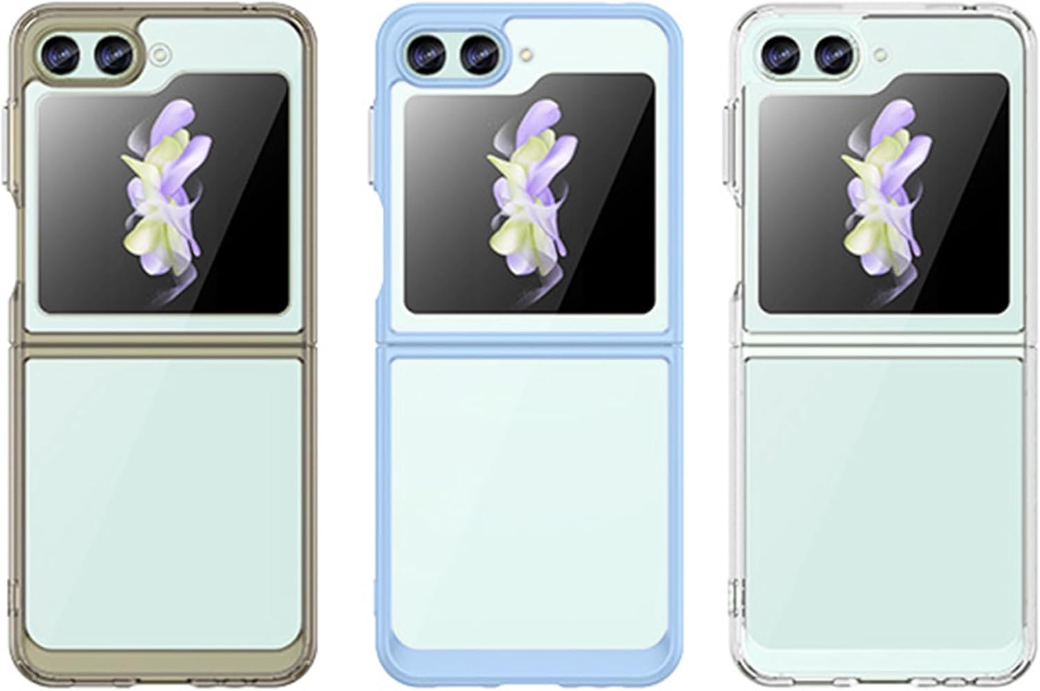 Osophter Para Samsung Galaxy Z-Flip-5 Caso Transparente Transparente Unisex Mujeres Hombres Back Protector Teléfono Celular Cubierta (HD-Azul)