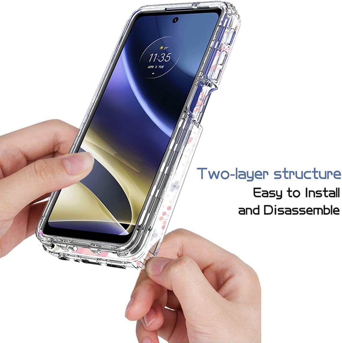 Vokuha Funda para Moto G51, Motorola G51 5G XT2171-1 con protector de pantalla de vidrio templado, funda protectora de TPU transparente floral a