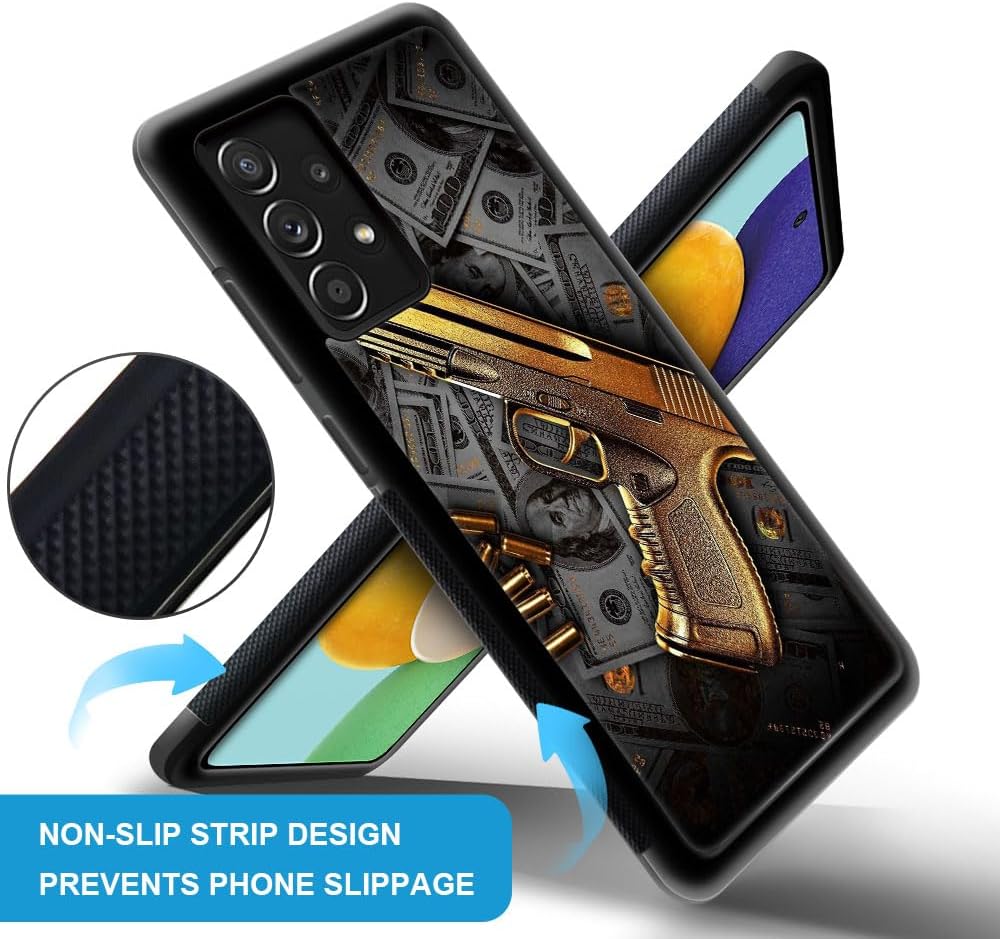 CARLOCA Compatible with Samsung Galaxy A32 4G Case,Gold USA Money Pattern,Ultra Protection Shockproof Soft Silicone TPU Non-Slip Back for Samsung