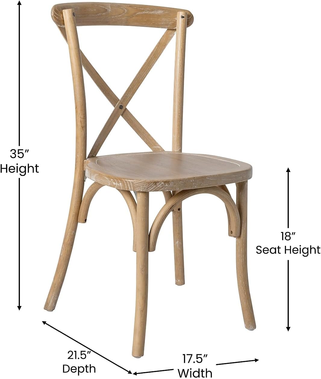 Flash Furniture Advantage Natural – Silla con respaldo en X de grano blanco