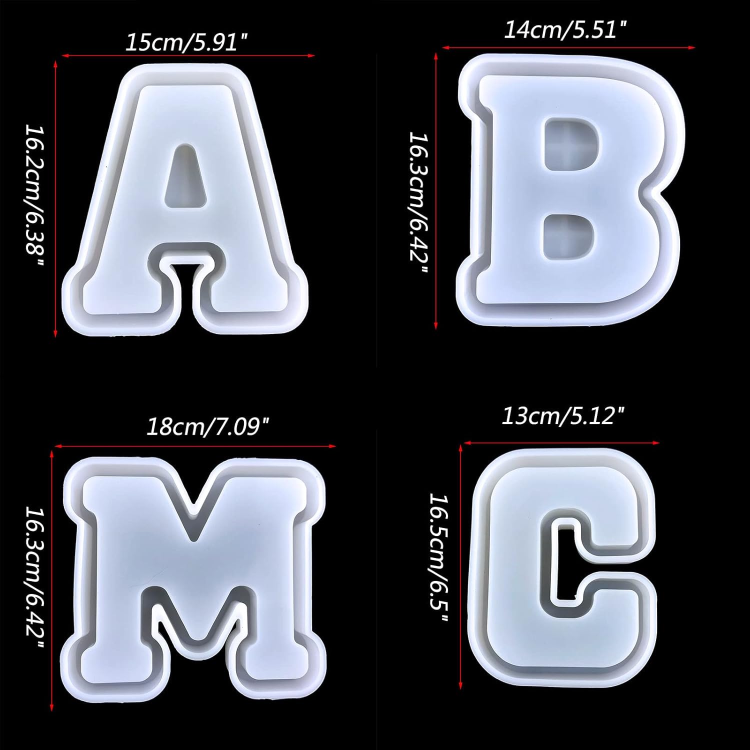 Grande ABC para caja de almacenamiento de letras M, molde organizador de molde de resina para joyería de bricolaje C caja de almacenamiento de