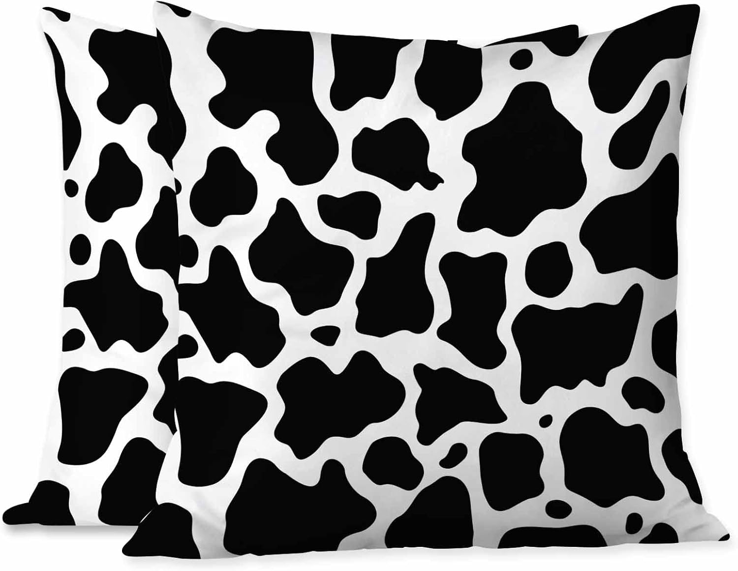 Beabes Juego de 2 almohadas decorativas cuadradas con patrón de puntos de vaca en blanco y negro para sofá o cama, 18 x 18 pulgadas, para mujeres,