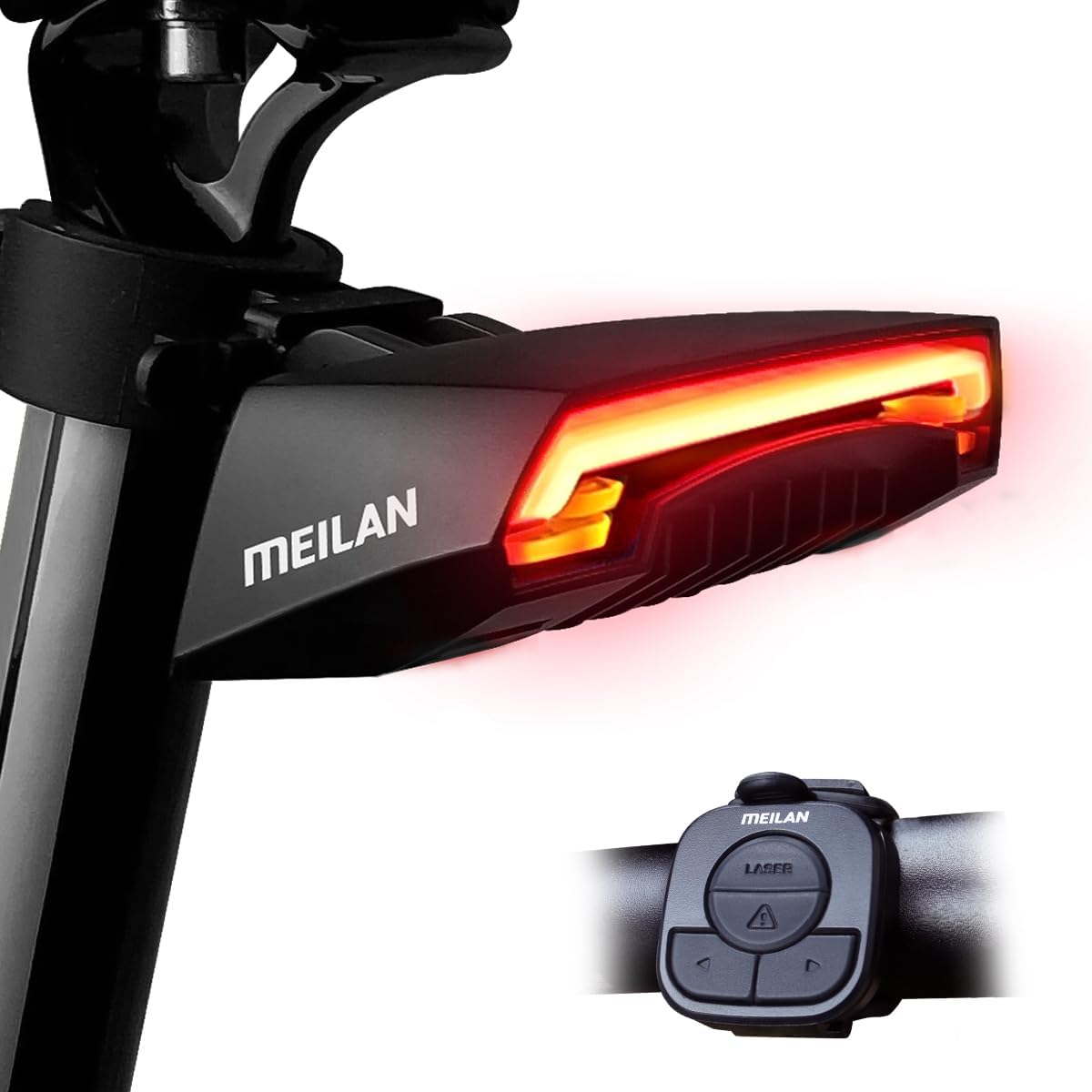 Meilan X5 USB recargable inteligente luz trasera de bicicleta inalámbrica señal de giro luz trasera de bicicleta con control remoto inalámbrico luz