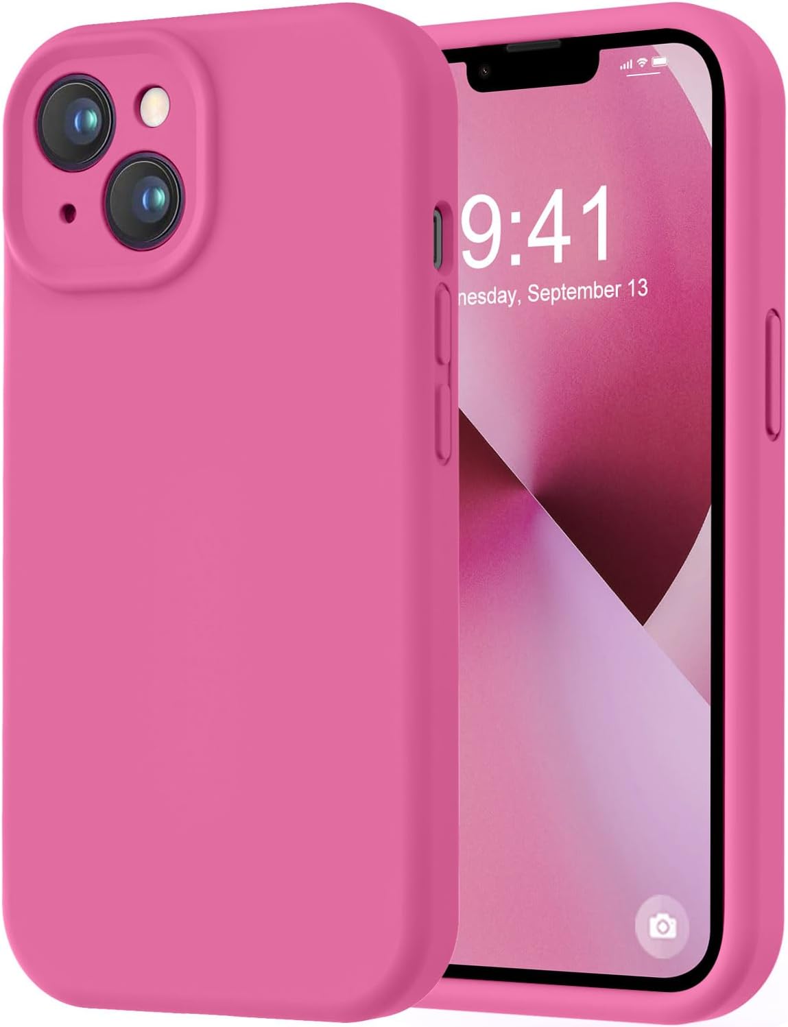 LOVE 3000 Funda compatible con iPhone 13, protección de cámara, goma de silicona líquida de alta calidad, forro de microfibra suave, funda de