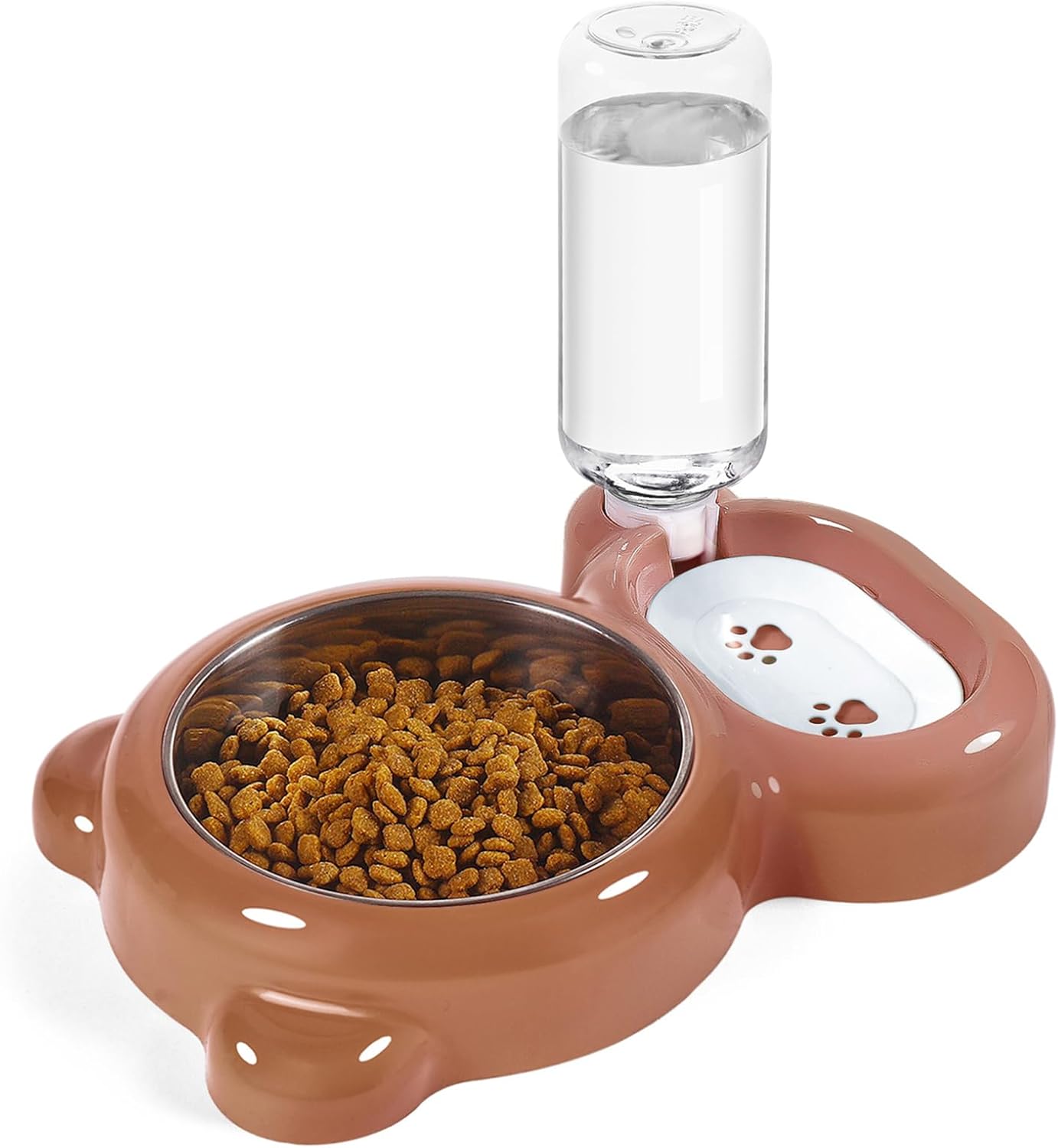 Juego de cuencos para perros, comida y agua para gatos con dispensador de agua y cuenco de acero inoxidable para gatos y perros pequeños, color