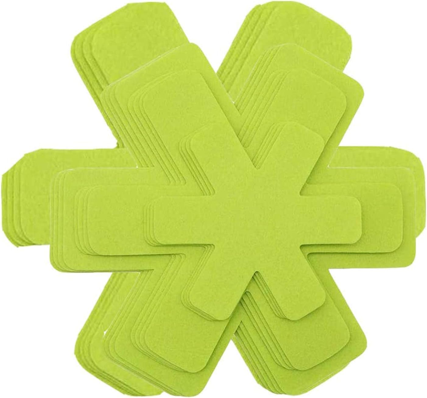 Protectores de utensilios de cocina verdes para proteger ollas separadoras, juego de protectores de estufa, almohadilla divisora de sartenes,