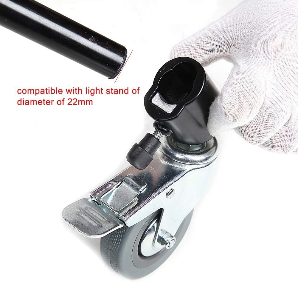 Selens Ruedas giratorias giratorias de 3 piezas, base de goma compatible con soporte de luz de fotografía para estudio fotográfico, video fotografía