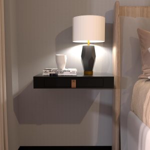 Estante flotante con cajón, mesita de noche flotante para dormitorio, estante de pared de 16 pulgadas, estante flotante blanco con almacenamiento, Estante flotante con cajón, mesita de noche flotante para dormitorio, estante de pared de 16 pulgadas, estante flotante blanco con almacenamiento,