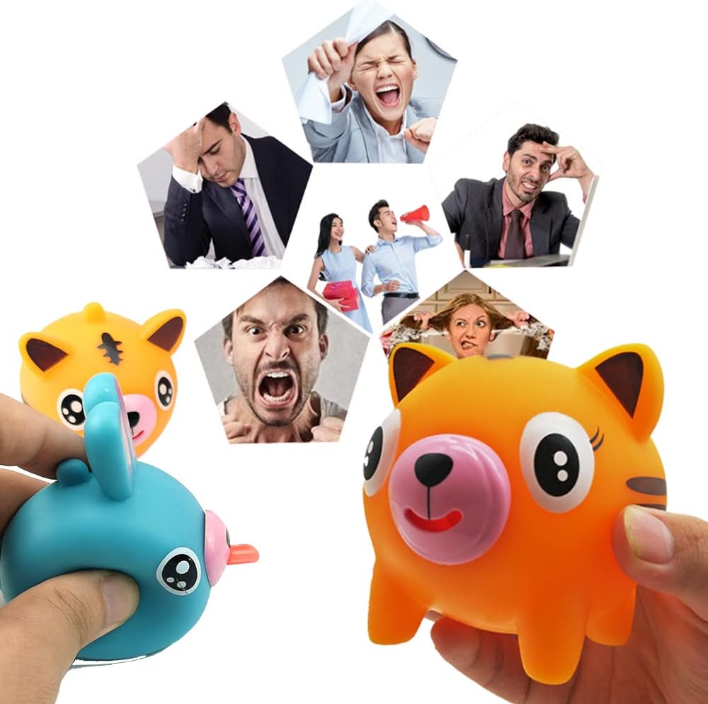 Juguete para apretar para niños, juguetes de descompresión para niños, juguete de liberación de estrés con diseño de conejo, oso tigre, oso, cerdo,