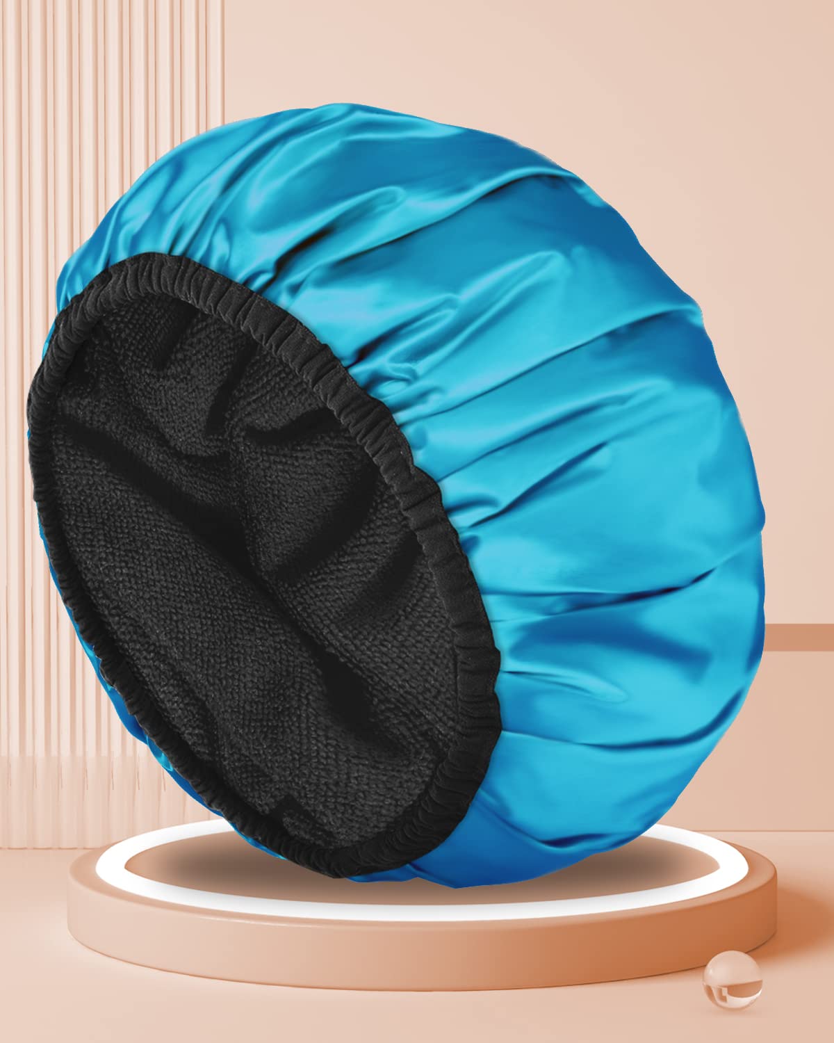 Keeygo Gorros de ducha con forro de rizo, gorro de ducha grande de triple capa para mujer, gorros de ducha reutilizables para cabello largo y grueso