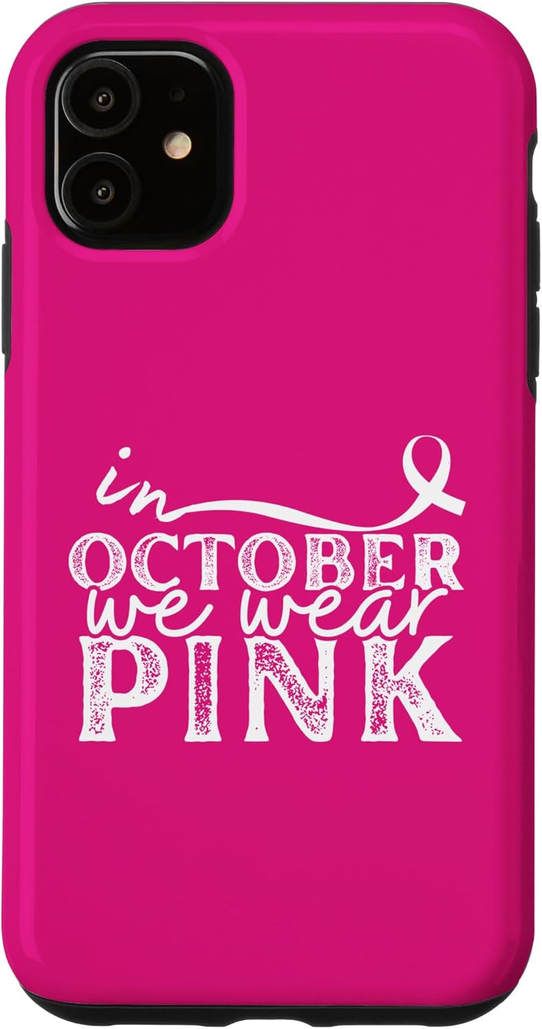iPhone 11 En octubre llevamos funda gráfica rosa para concientización sobre el cáncer de mama