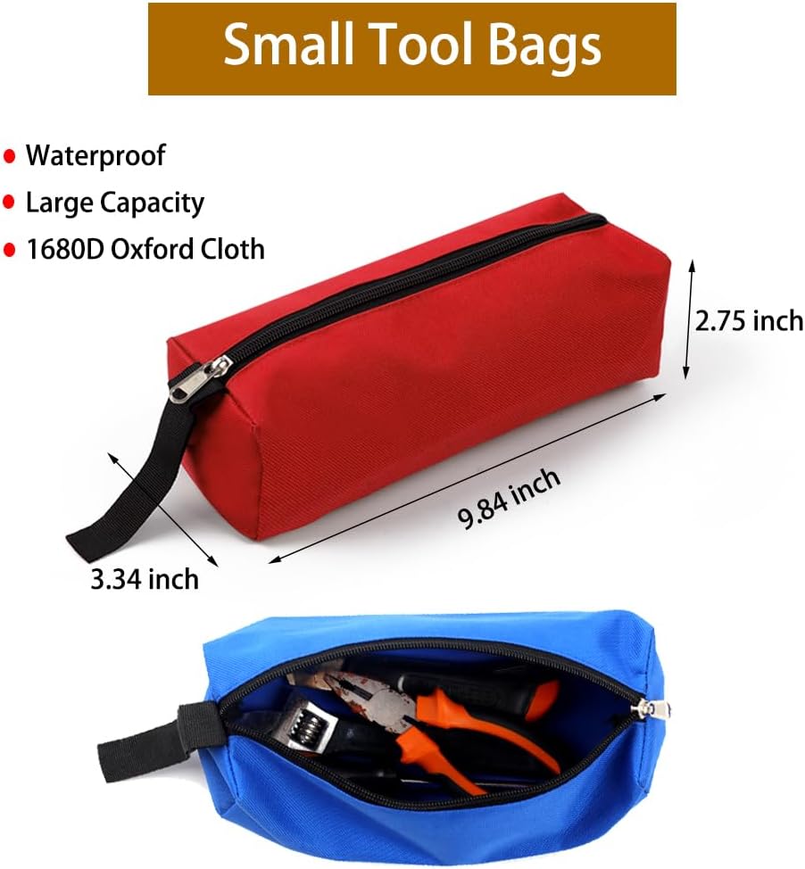 Paquete de 4 bolsas pequeñas de lona para herramientas con cremallera, bolsas de herramientas multiusos con cremallera, bolsas de herramientas