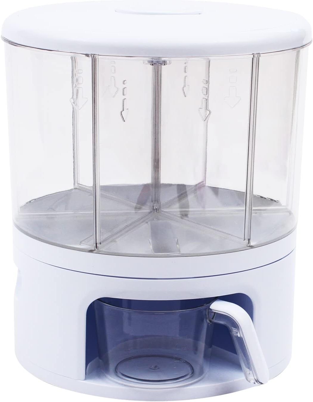 Dispensador de contenedores de almacenamiento de alimentos secos de 6 rejillas, caja de almacenamiento redonda giratoria para encimera, arroz, café,