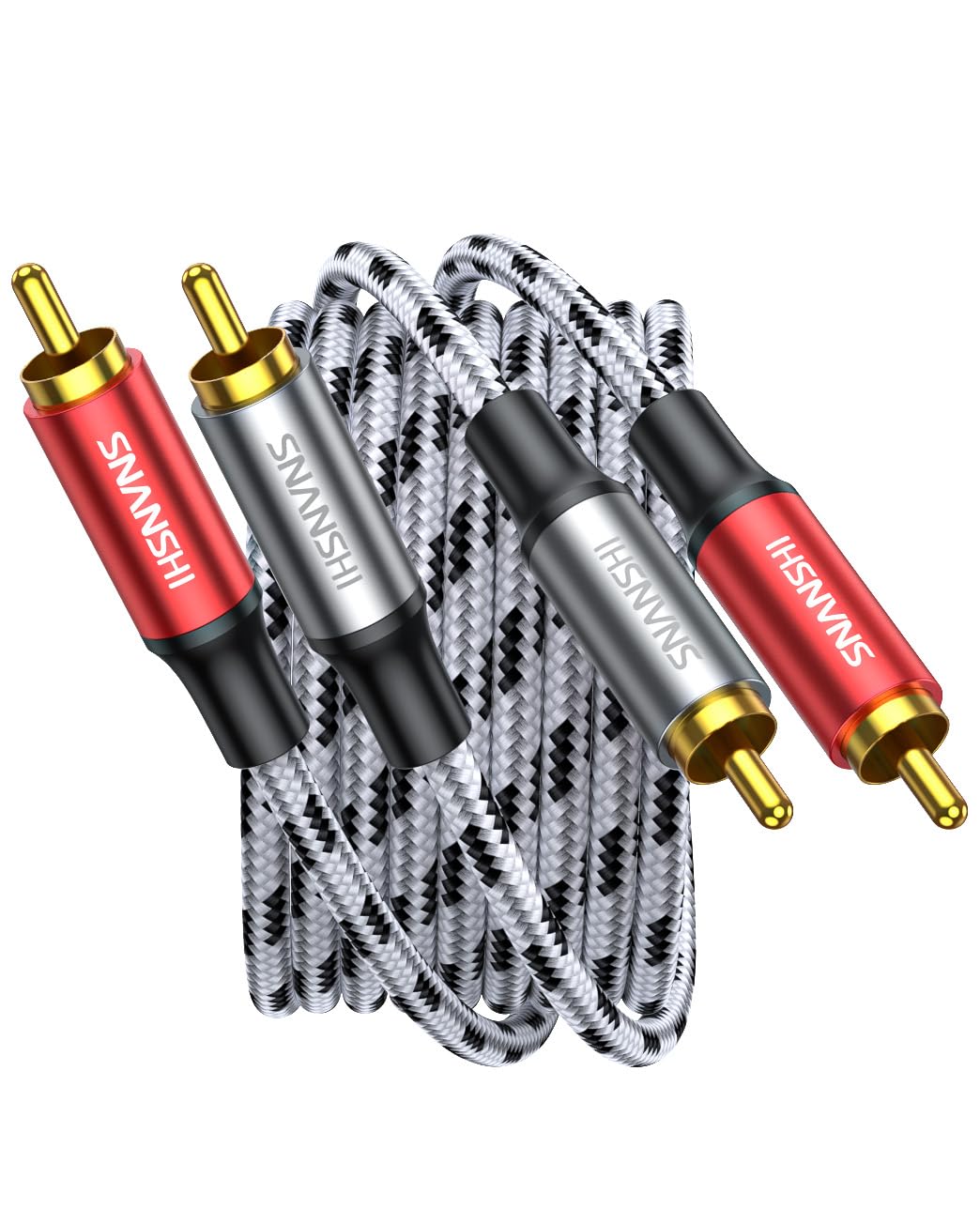 SNANSHI Cables 2RCA de 10 pies macho 2RCA macho a 2RCA macho, cable de audio estéreo de nailon trenzado, doble blindaje 2RCA a 2RCA cable de audio