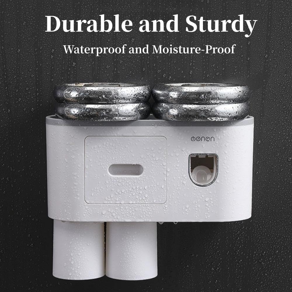Soporte para cepillos de dientes montado en la pared, soporte para cepillos de dientes de pared con dispensador de pasta de dientes, soporte