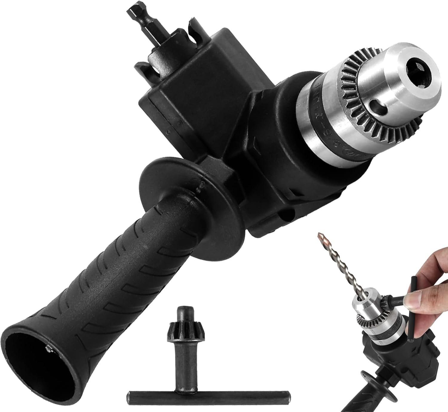 Accesorio de taladro de ángulo recto, Adaptador de taladro de ángulo recto de 90  de alto par, Adaptador de esquina de broca de metal de 90,