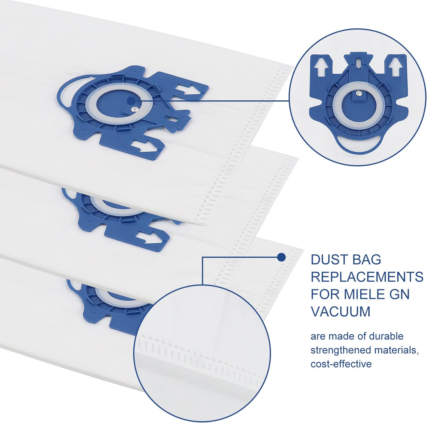 Paquete de 6 bolsas de repuesto 3D Airclean GN para bolsas de aspiradora Miele GN, Classic C1, C1 completo, C2 completo, C3, S227, S240, S270, S400,
