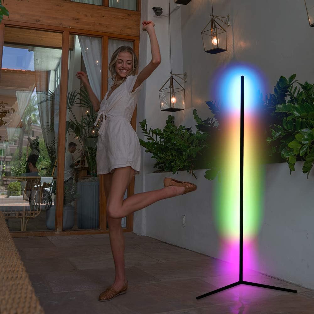 Lámpara de esquina LED RGB de 72 pulgadas, lámpara de pie de esquina, iluminación de estado de ánimo, luz alta con aplicación Bluetooth,