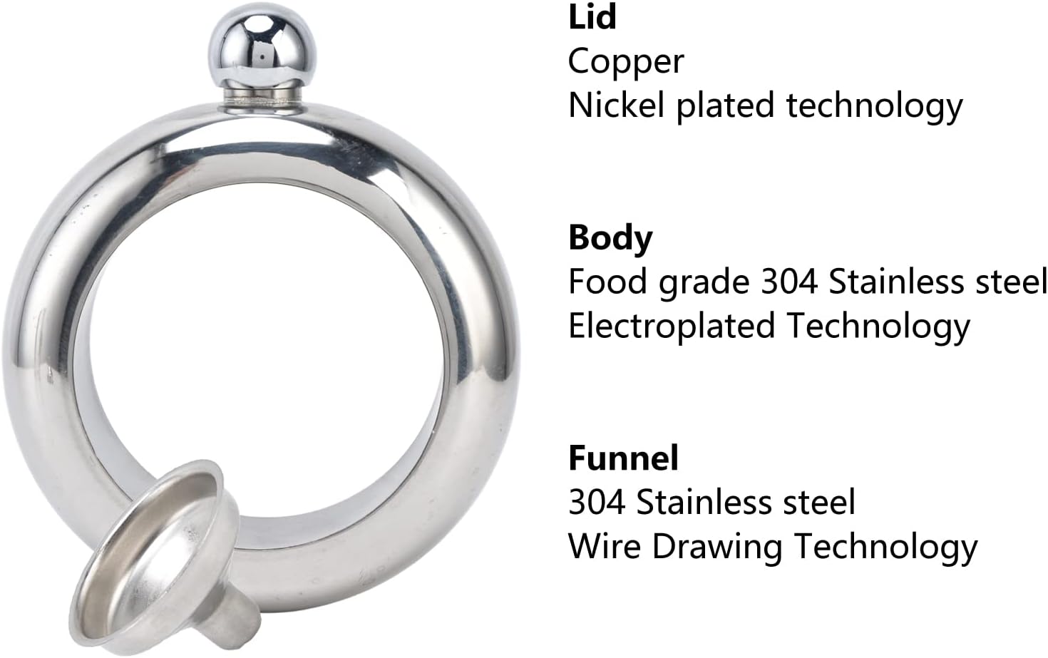 Frasco con forma de brazalete, 3.4 fl oz de acero inoxidable duradero pulsera jarra de vino, botella de vino portátil, botella de whisky para beber