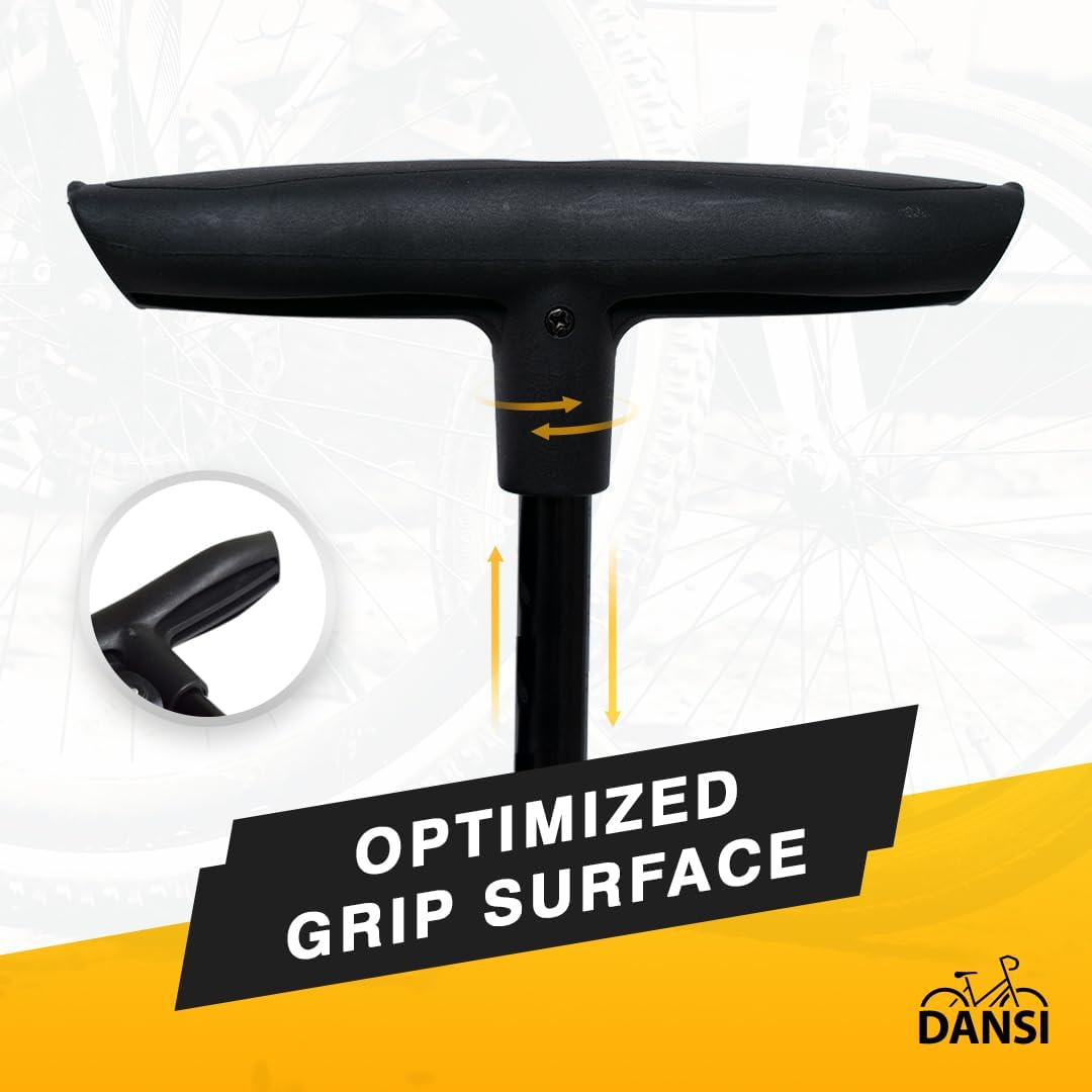 DANSI Bomba de piso para bicicleta con manómetro, bomba de bicicleta de piso con válvulas Presta y Schrader de alta presión 180 psi, bomba de aire