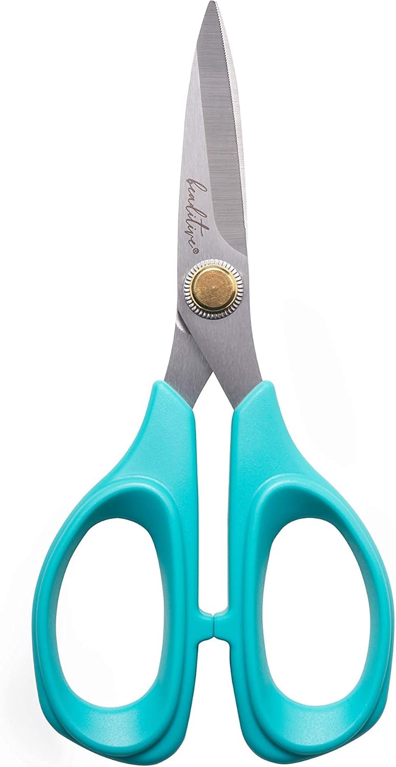 Beaditive Tijeras de costura  Tijeras de tela de acero inoxidable de 6 pulgadas  Tijeras profesionales con hoja dentada para un fácil corte y