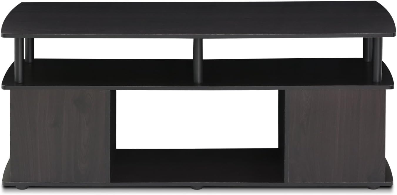 Furinno JAYA Soporte de TV para televisores de hasta 50 pulgadas con almacenamiento abierto, madera negra