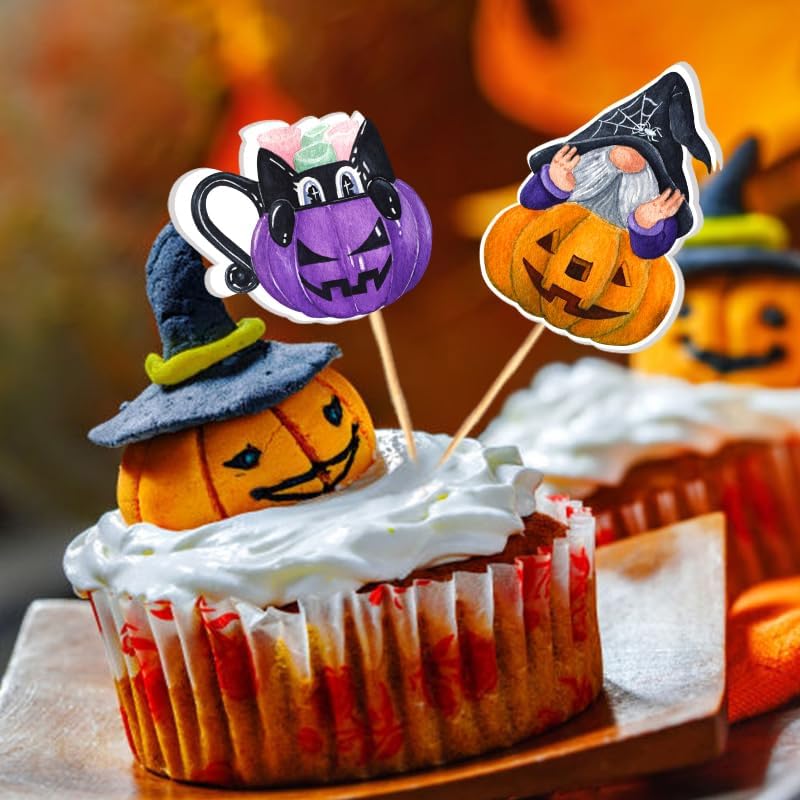 Decoración para cupcakes para fiesta de Halloween (calabazas)