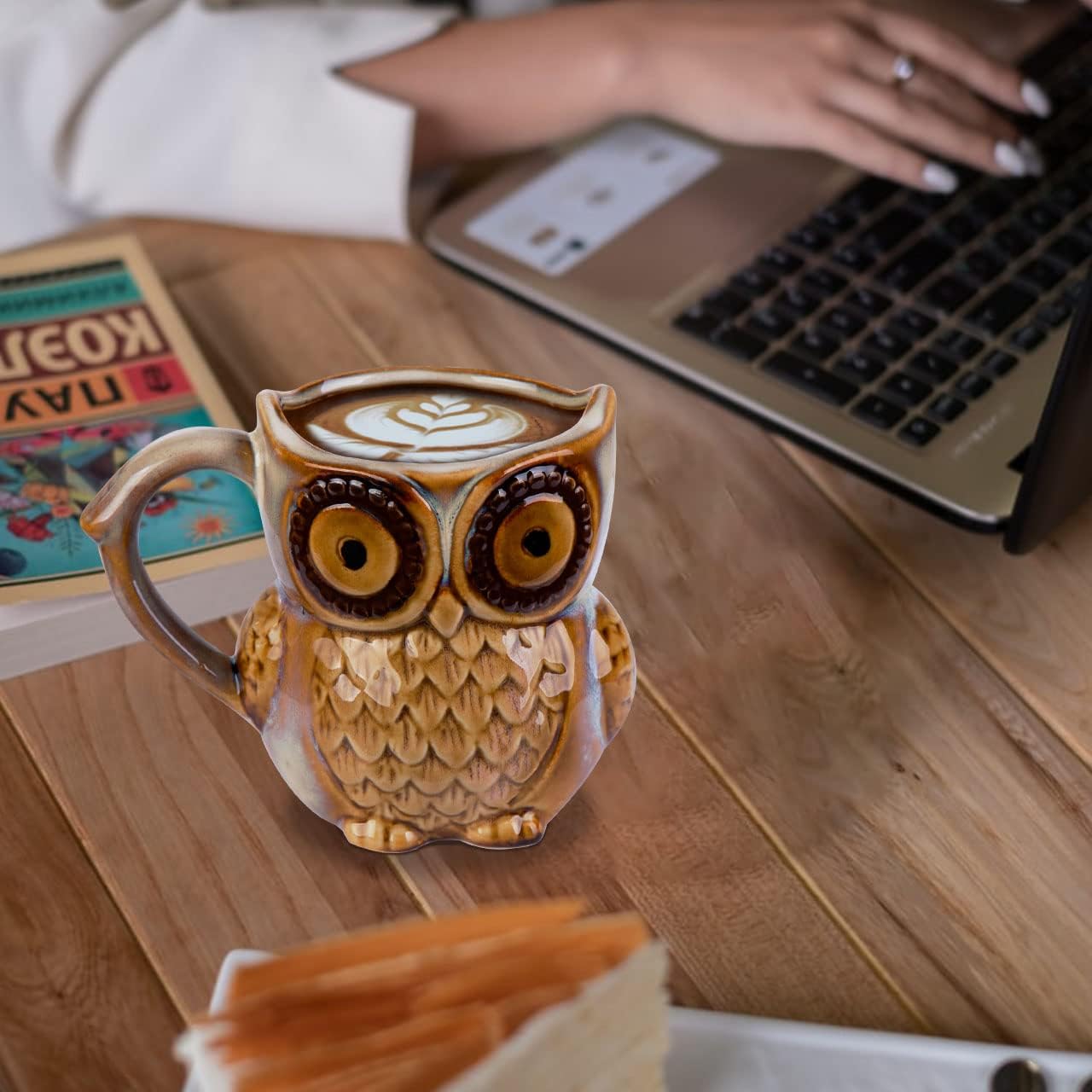 Berry President Taza de café con búho, taza de café de cerámica matutina, taza de té para oficina y hogar, apta para lavavajillas y microondas (12