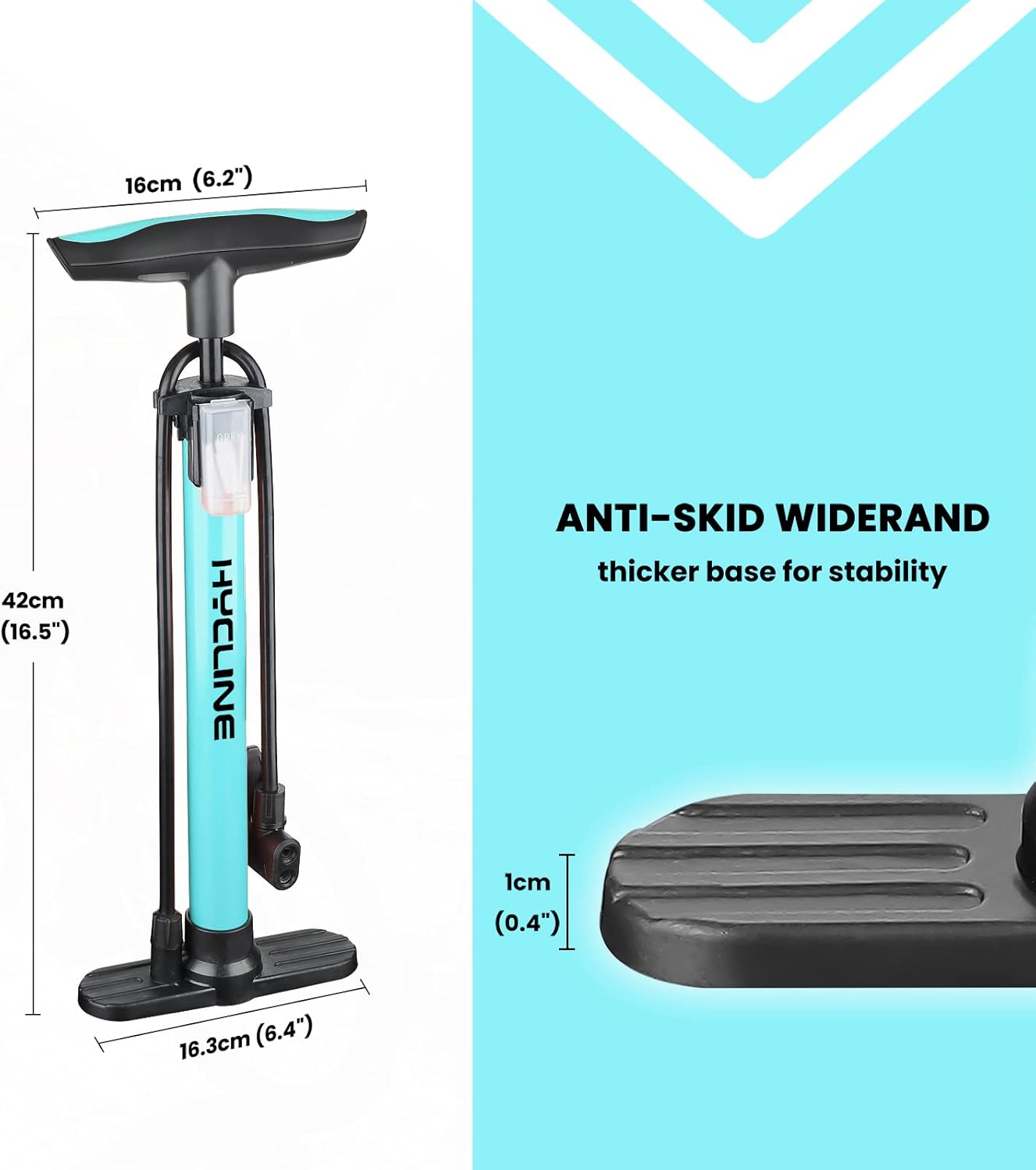 Hycline Bomba portátil para bicicleta de piso bomba de neumáticos de bicicleta – Bombas de aire de alta presión de 150160 PSI con válvula Presta y