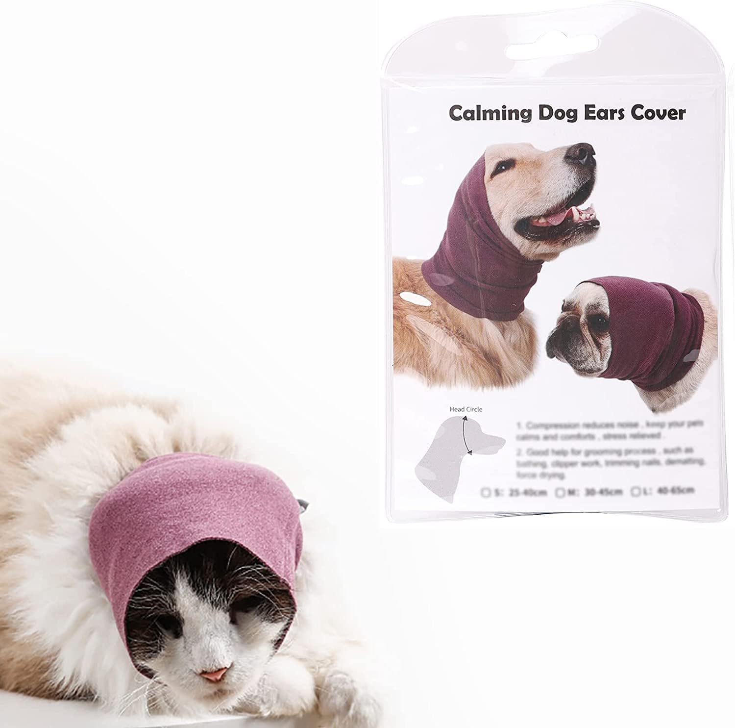 Cubierta para orejas de perro para secar y aseo, capucha para mascotas para aliviar la ansiedad y calmar, protector de orejas de perro, redecilla y