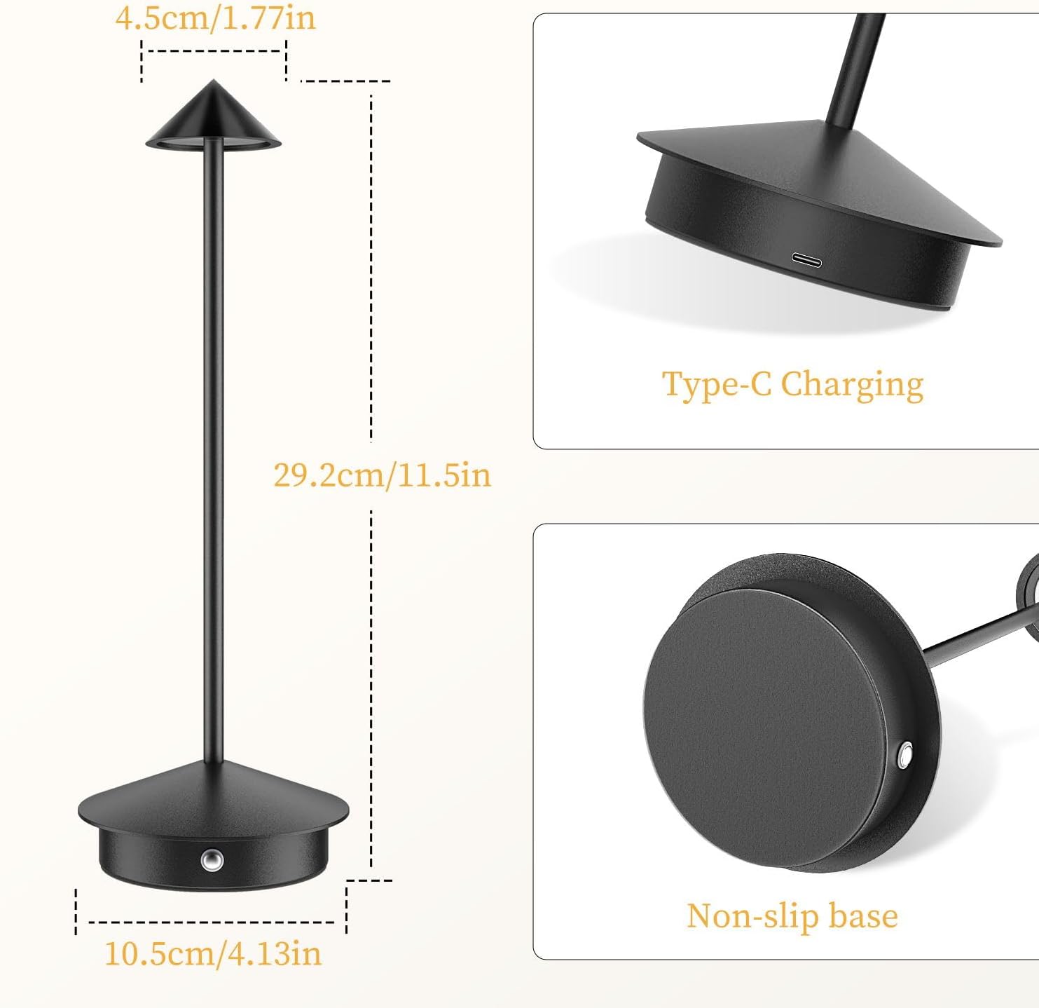 SCOPOW Paquete de 2 lámparas de mesa inalámbricas recargables pequeñas portátiles (6000 mAh), uso en exteriores e interiores, gradiente de 3 colores