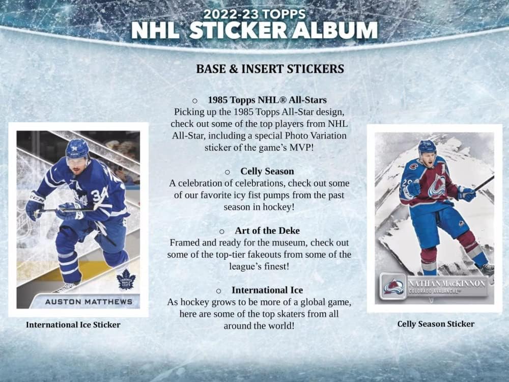 2022-23 NHL Topps Hockey Stickers Collection Factory Sealed Box 50 Packs. Smaller than regular sportscard, paper thin, See scans for details of the