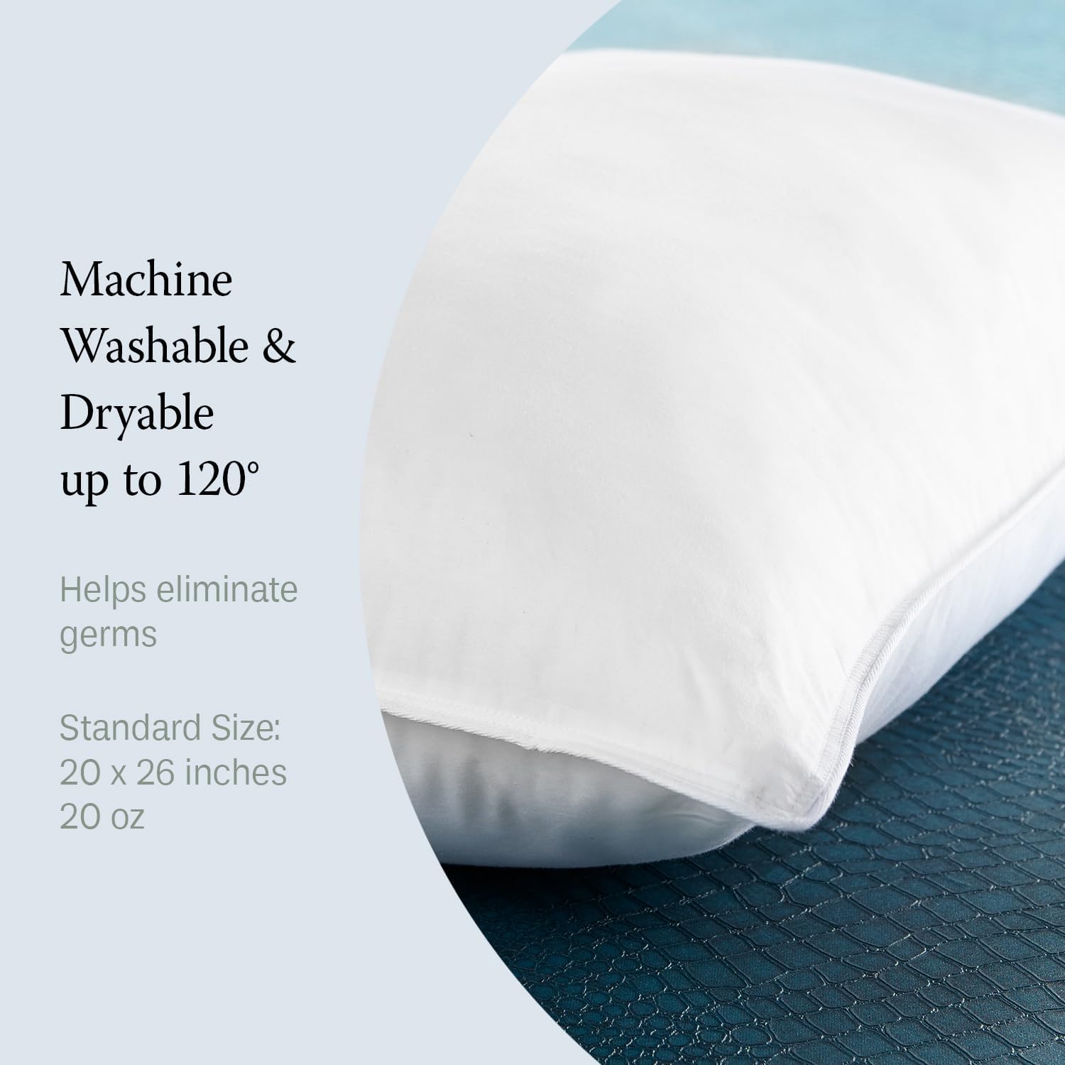 DOWNLITE EnviroLoft – Almohada de hotel de tamaño estándar de 20 x 26 pulgadas, almohada firme alternativa de plumón para personas que duermen de