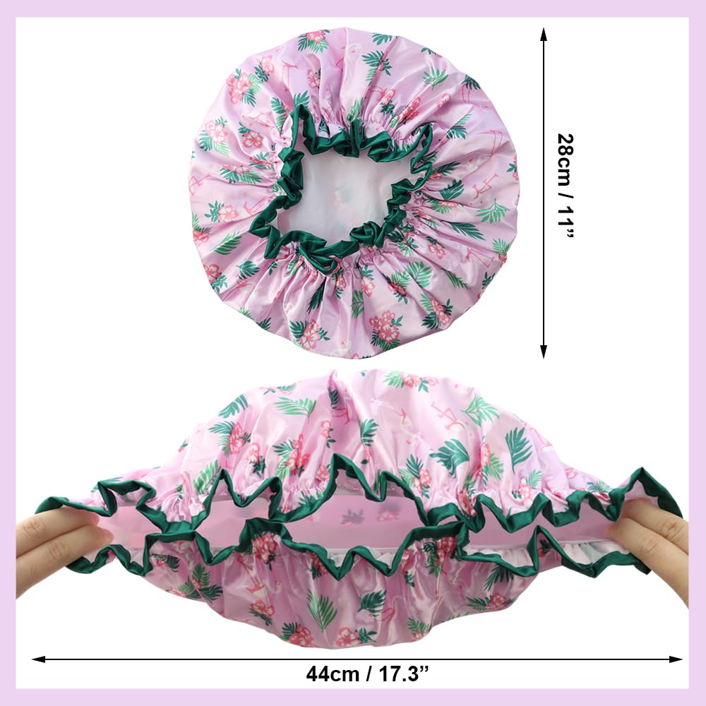 NAIHOD Gorro de ducha de 3 piezas, gorro de ducha reutilizable impermeable, doble capa impermeable, gorro de ducha suave y cómodo con forro de EVA,