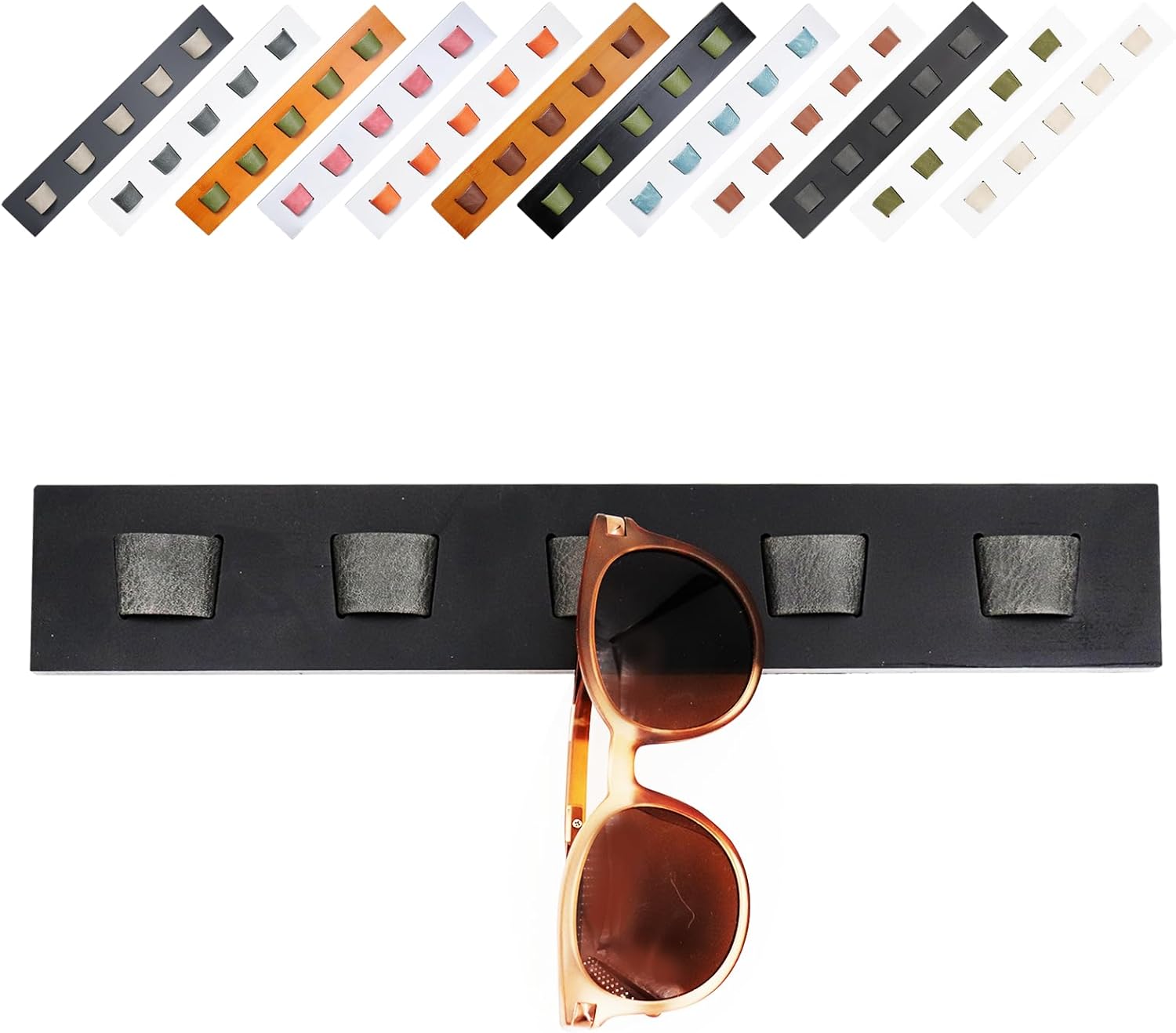 ACOCOFE Organizador de lentes de sol para montaje en pared, soporte de almacenamiento de anteojos de madera, estante para múltiples gafas para