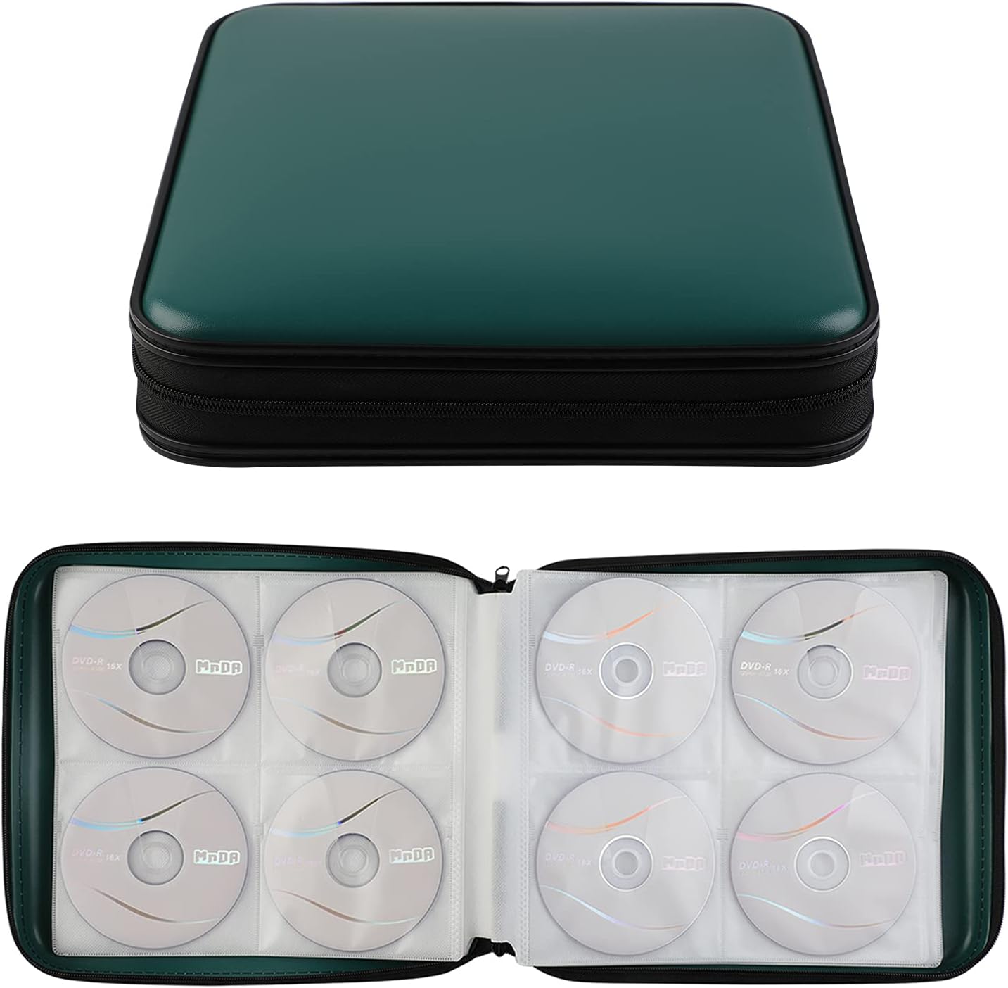 Soporte para CD de almacenamiento de DVD 160 fundas de CD de capacidad para CD de color negro para coche, caja organizadora dura de CD, billetera