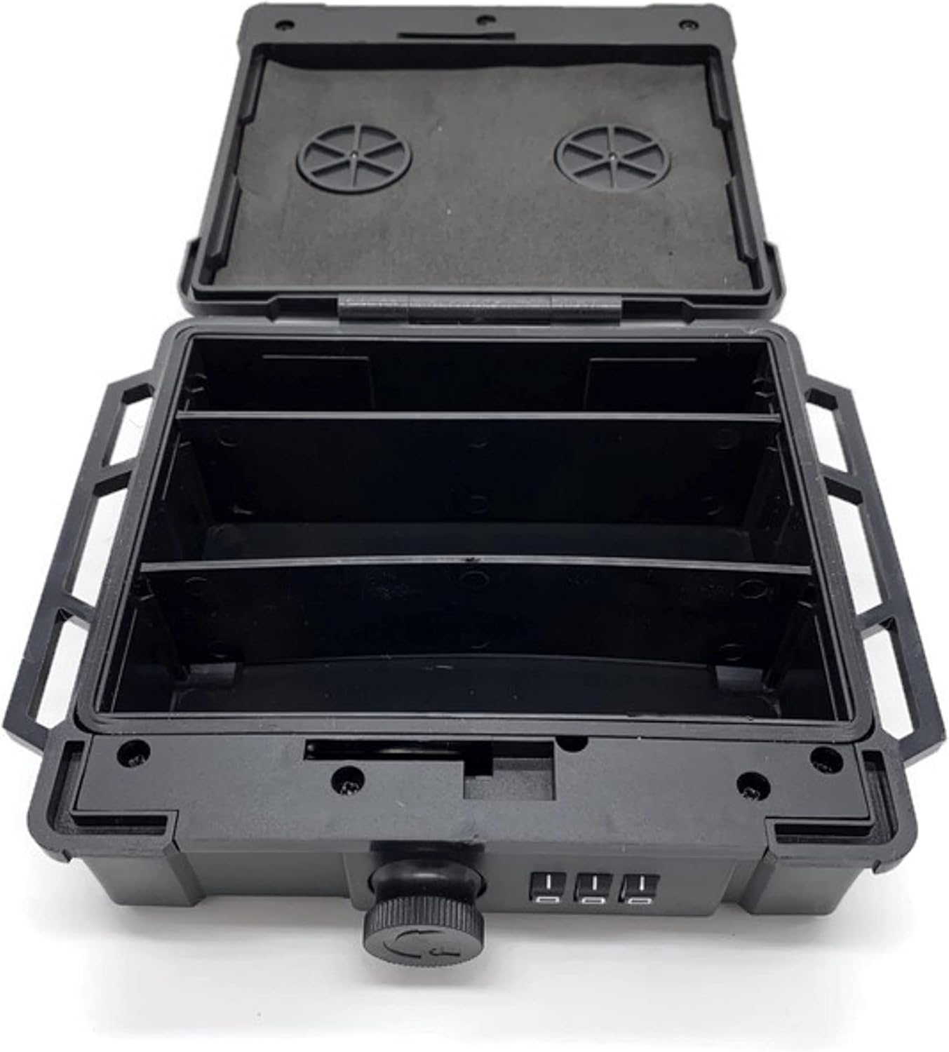 Caja de almacenamiento con cierre magnético impermeable con divisores internos, caja de montaje magnético Hide-A-Key, color negro, mediana