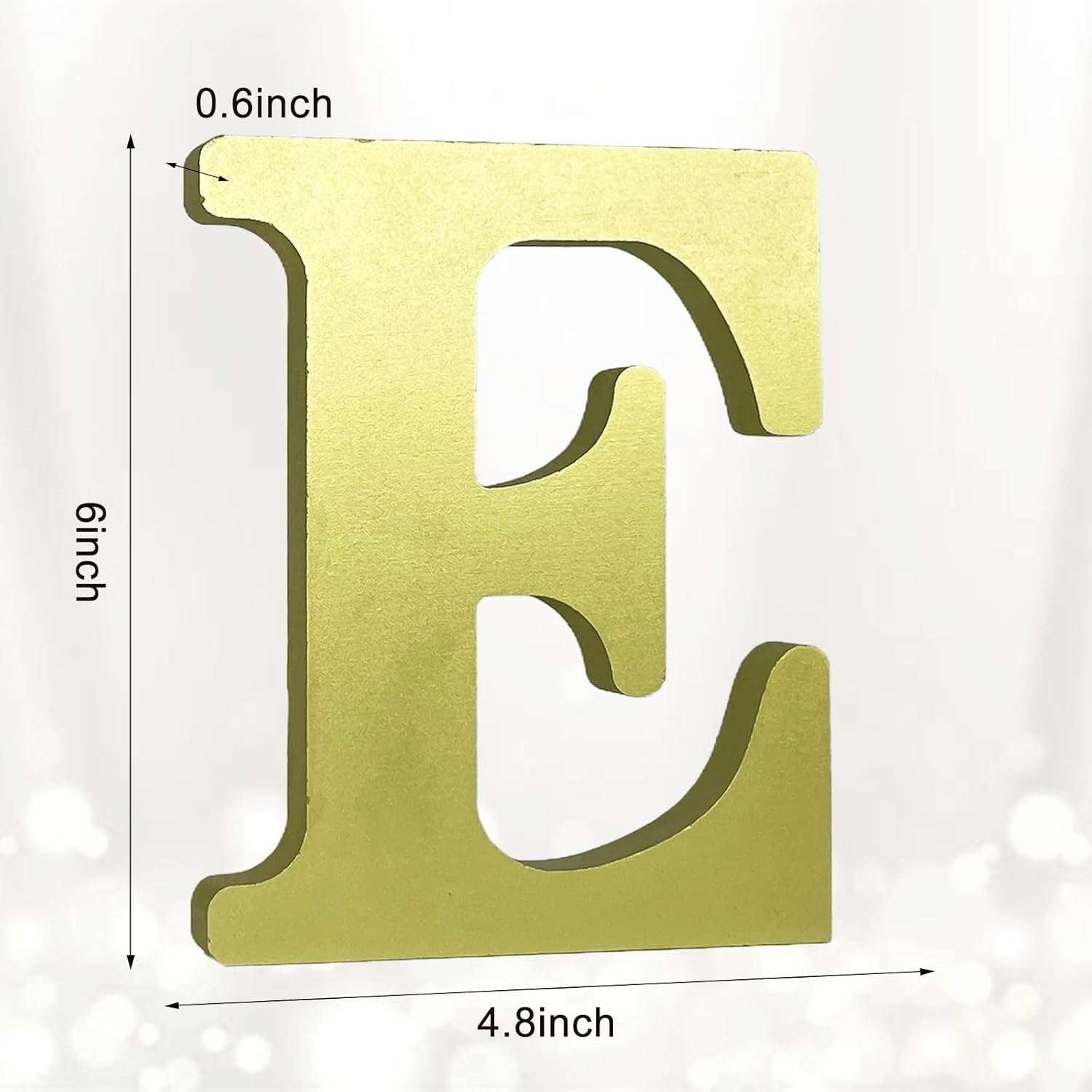 AOCEAN Letras de madera dorada de 6 pulgadas, letras de madera sin terminar para decoración de pared, letras decorativas de pie en rodajas, tablero