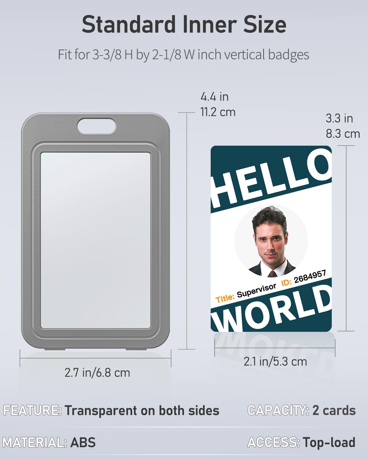 Uniclife Paquete de 3 portatarjetas de identificación con ventanas de doble cara, funda vertical de plástico duro, bolsa protectora de tarjetas