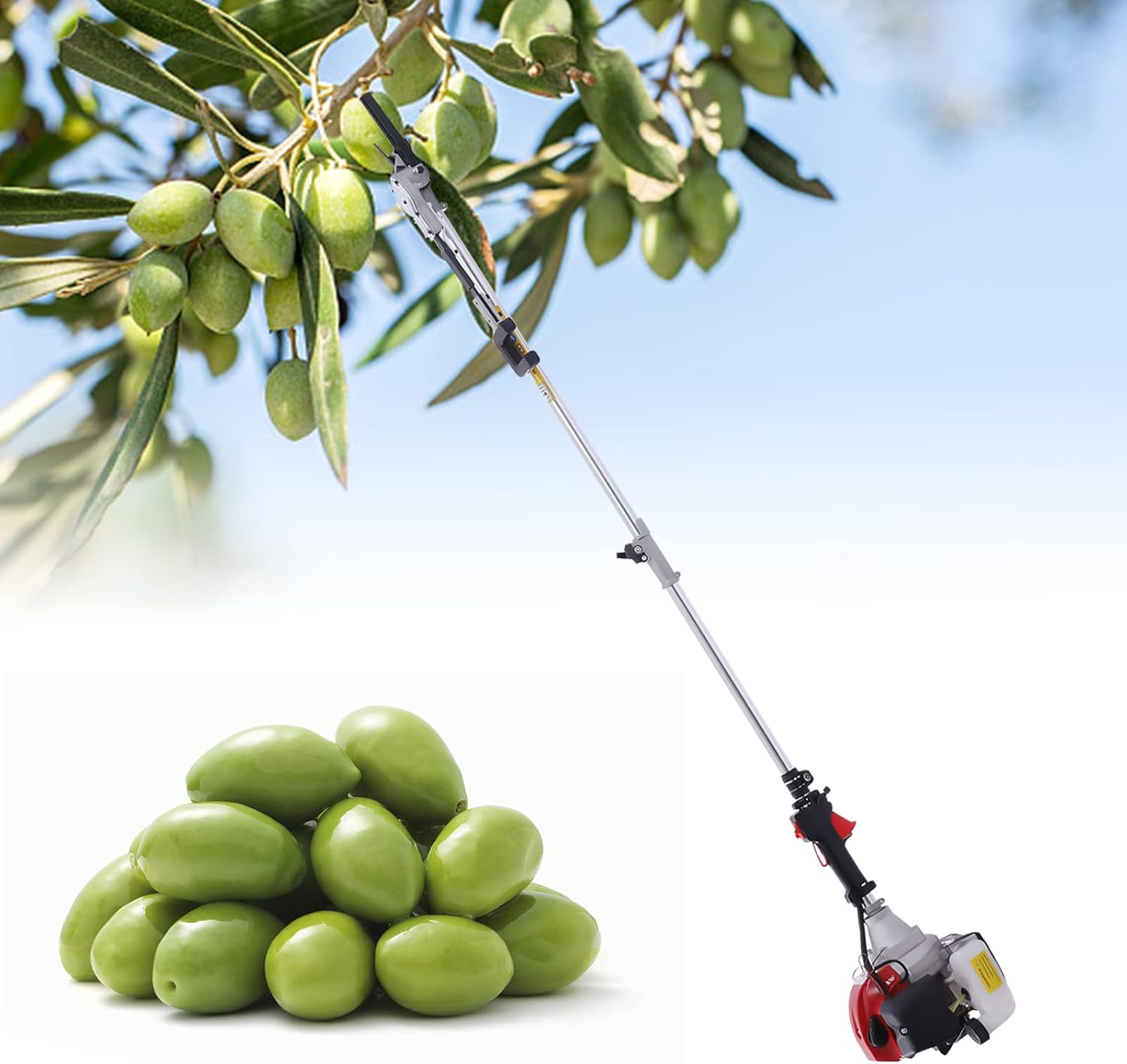 Recogedor de frutas vibratorio, alimentado por gasolina, motor de dos tiempos de 43 cc para aceitunas, nueces, granos de café