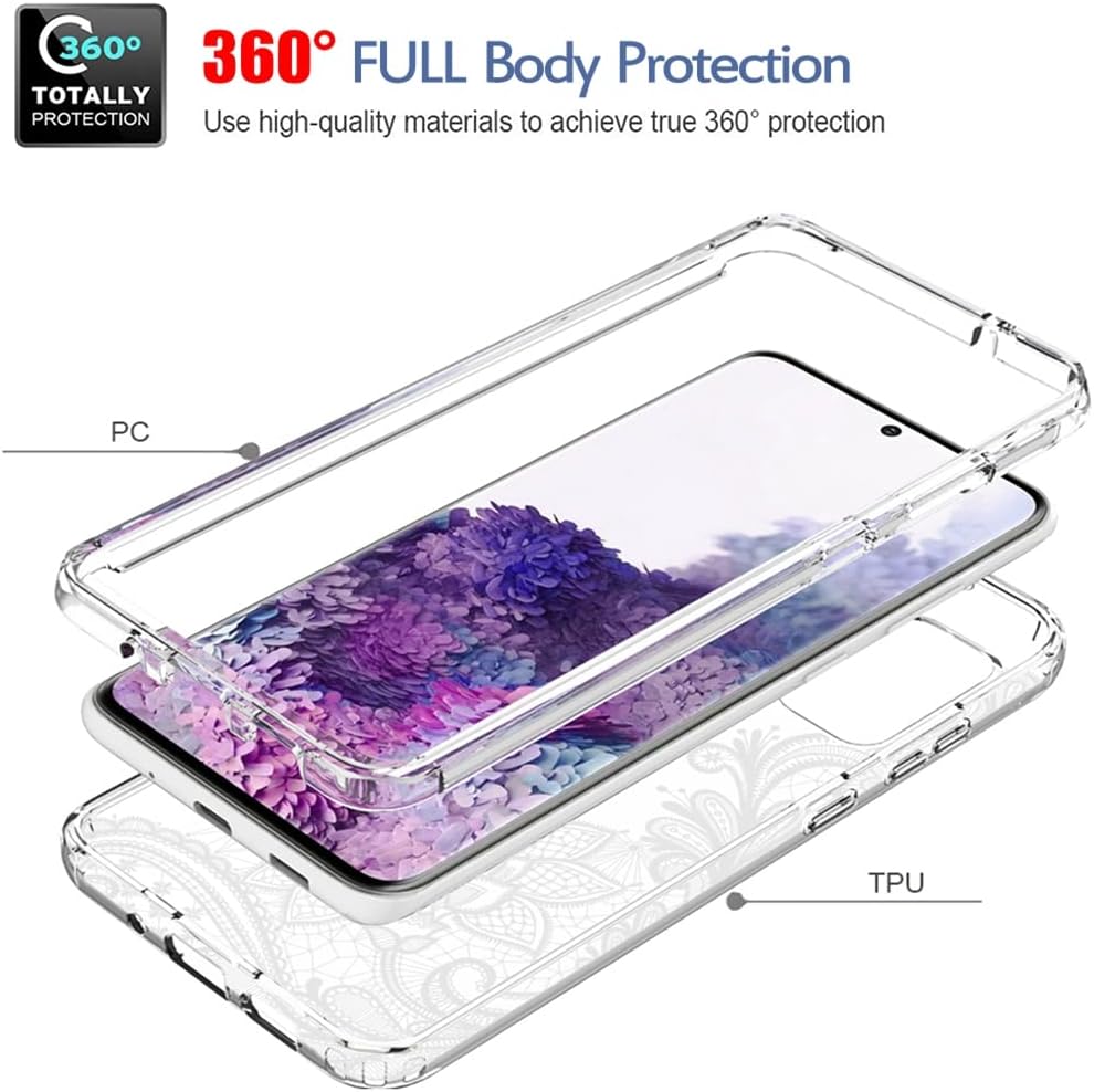 Tothedu Funda para Samsung Galaxy S20 5G, Samsung S20 SM-G981U con protector de pantalla de vidrio templado, bonito patrón de mandala transparente,