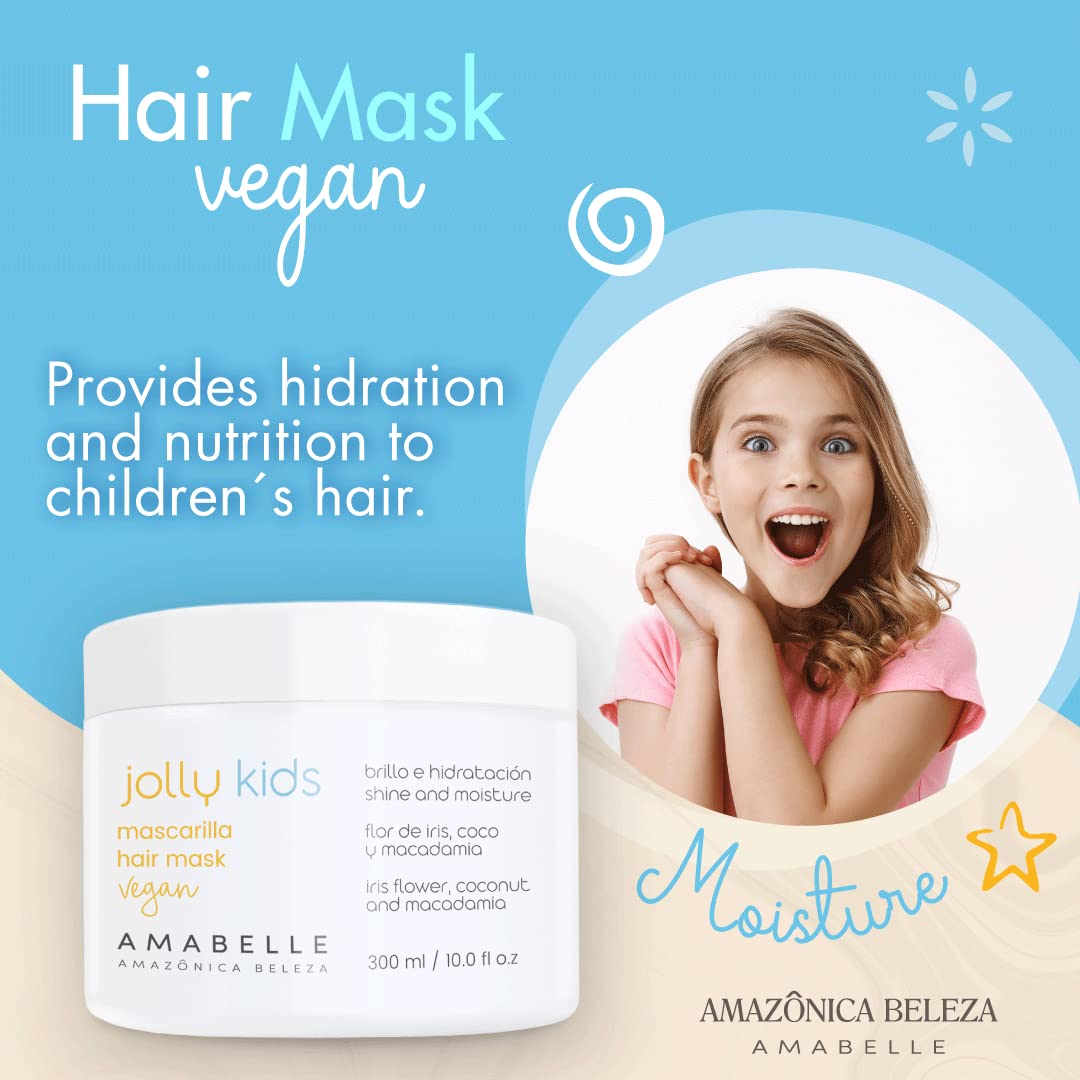 AMAZÓNICA BELEZA AMABELLE Mascarilla para el cabello Jolly Kids  Vegana  Hidrata y nutre  Para todo tipo de cabello, rizado, lacio, promueve un