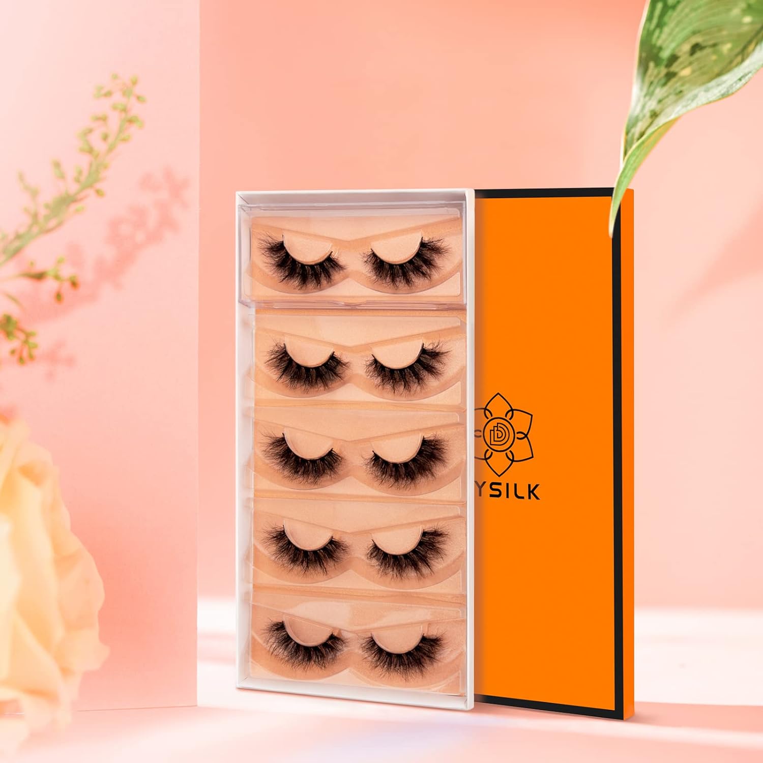 DYSILK Pestañas de visón esponjosas, 5 pares de pestañas postizas de visón sintético 6D, pestañas postizas de aspecto natural que parecen
