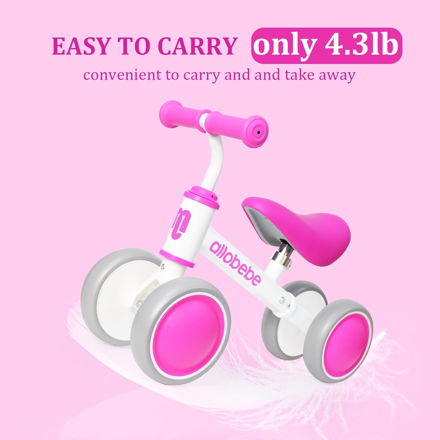 allobebe Baby Balance Bike, Linda bicicleta para niños de 12 a 36 meses regalos para niña de 1 año de edad bicicleta para entrenar al bebé de