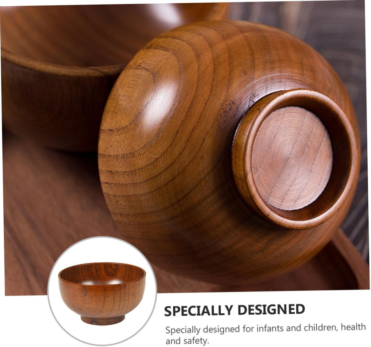 HOMSFOU Tazón de madera Tazón de inmersión Tazón de Cereal Tazones de Inmersión Tazones de Comida Tazón de Ramen Tazón de Sopa Tazón de Bocadillo