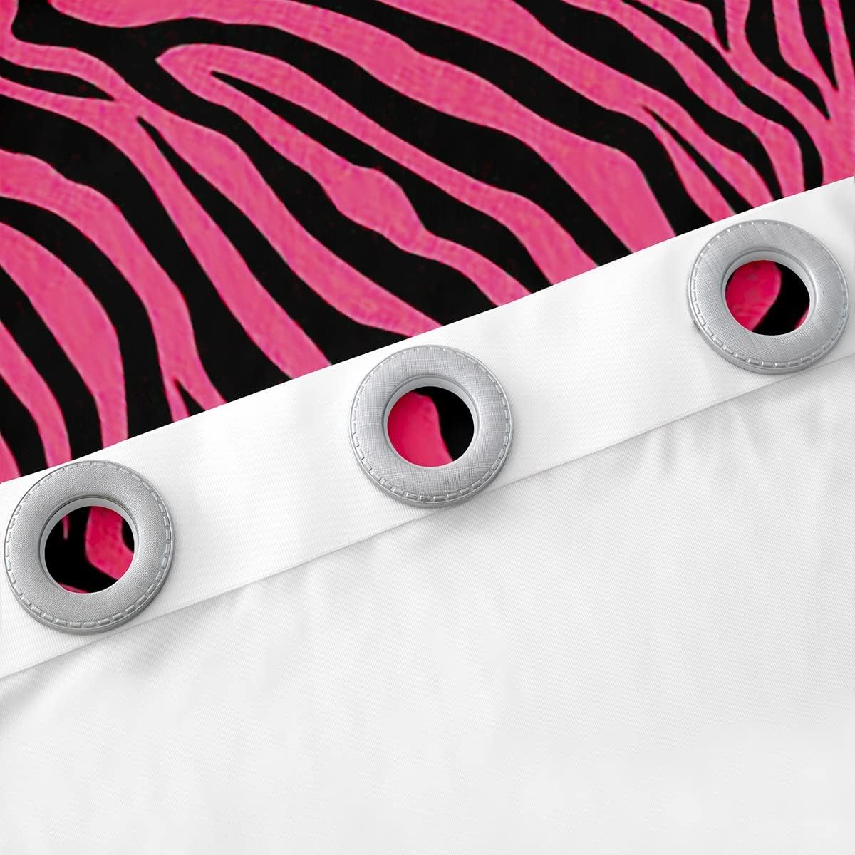Cortinas de ventana rosa y negro para dormitorio, sala de estar, cortinas de rayas de cebra, cortinas de ventana con estampado de animales de safari