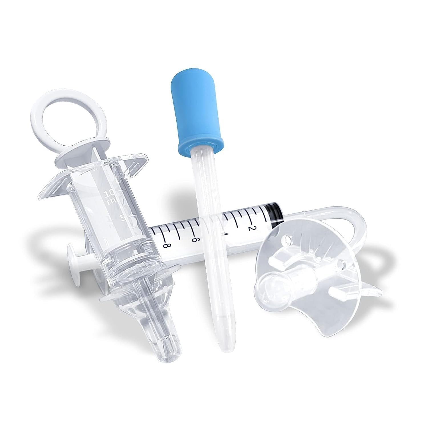 Elfzone Kit dispensador de medicamentos para bebés, 3 piezas, jeringa de medicina infantil de silicona, dispensadores de chupetes para niños